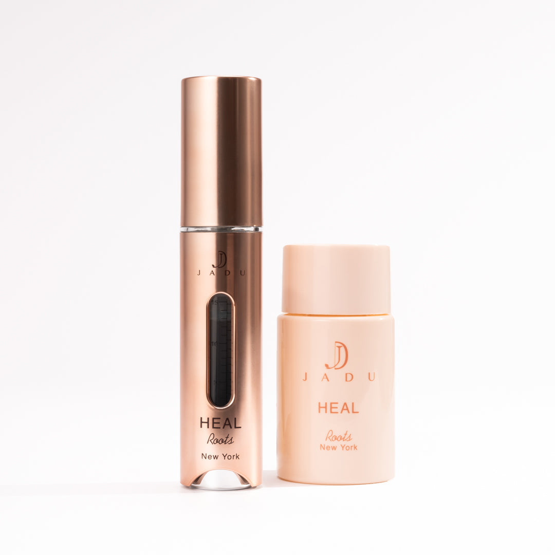 Jadu Heal scalp oil applicator and refill bottle