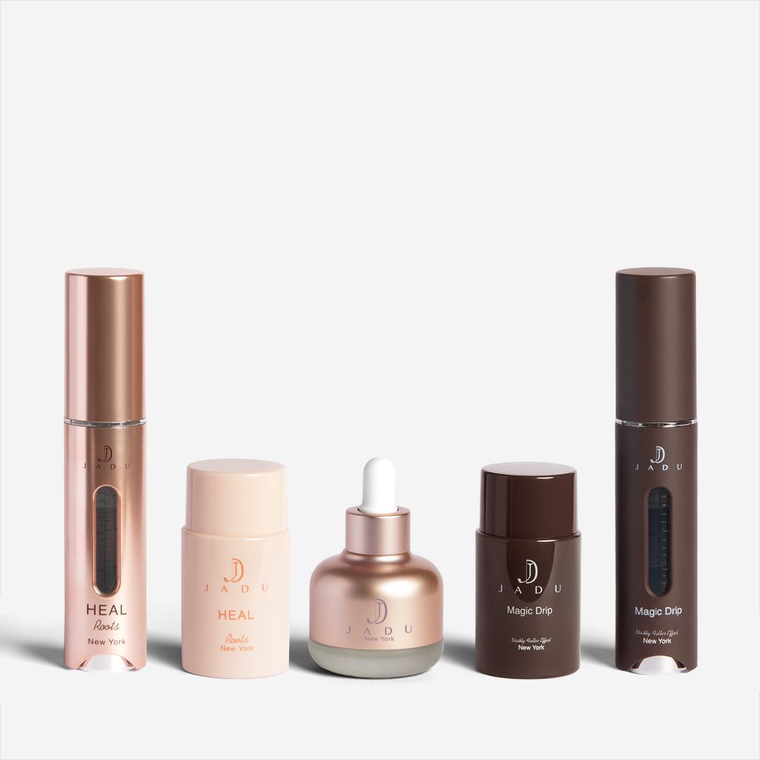 The Magic Ritual bundle, showing Jadu Heal Roots, Split Ends Care and Magic Drip together.