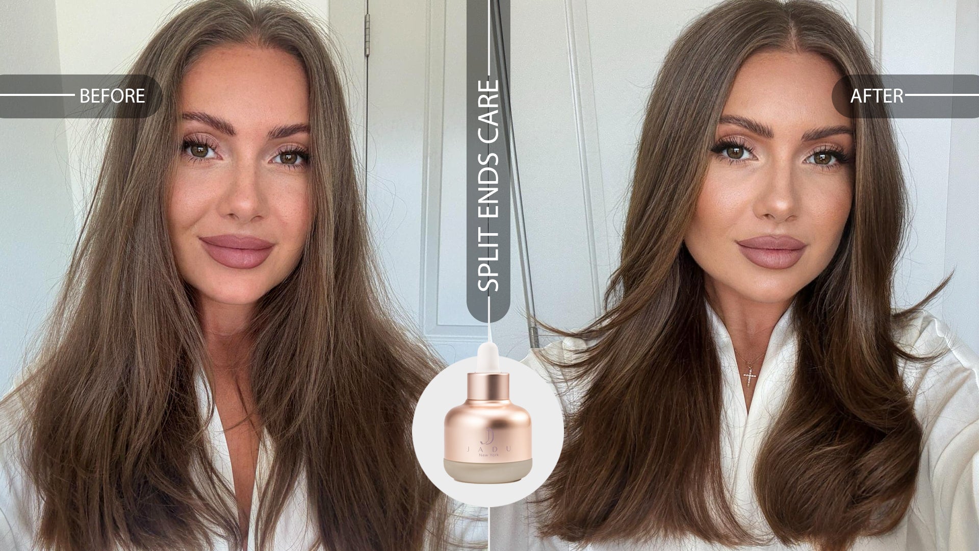 Jadu Split Ends Care Before and After 30 Days Showing How Split Ends Are Fixed