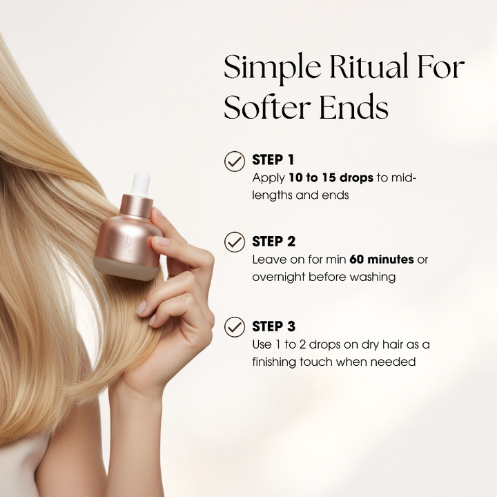 How to use Jadu Split Ends Care leave-in hair oil instructions
