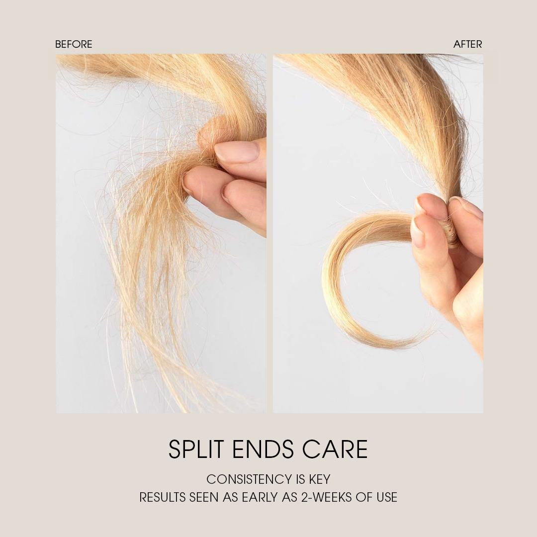 Before and after blonde hair ends using oil for dry split ends