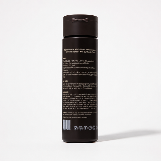 Jadu Shampoo - A gentle, plant-based shampoo for sensitive scalps. Sulfate-free, pregnancy-safe, and non-toxic. 