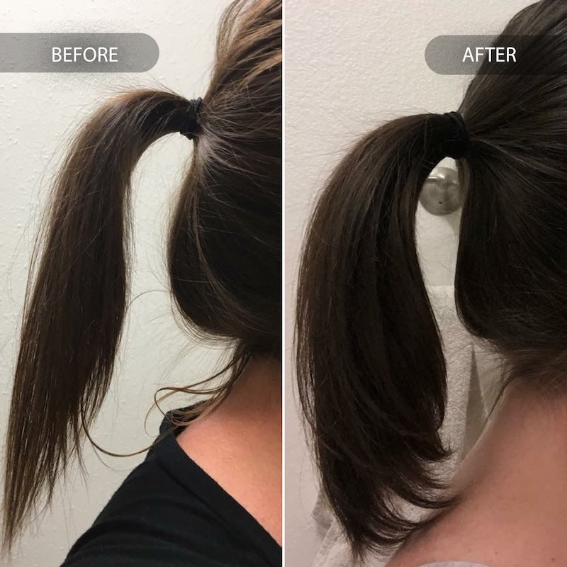 Ponytail before and after Magic Drip