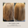 Before and after frizzy damaged hair using split ends care oil