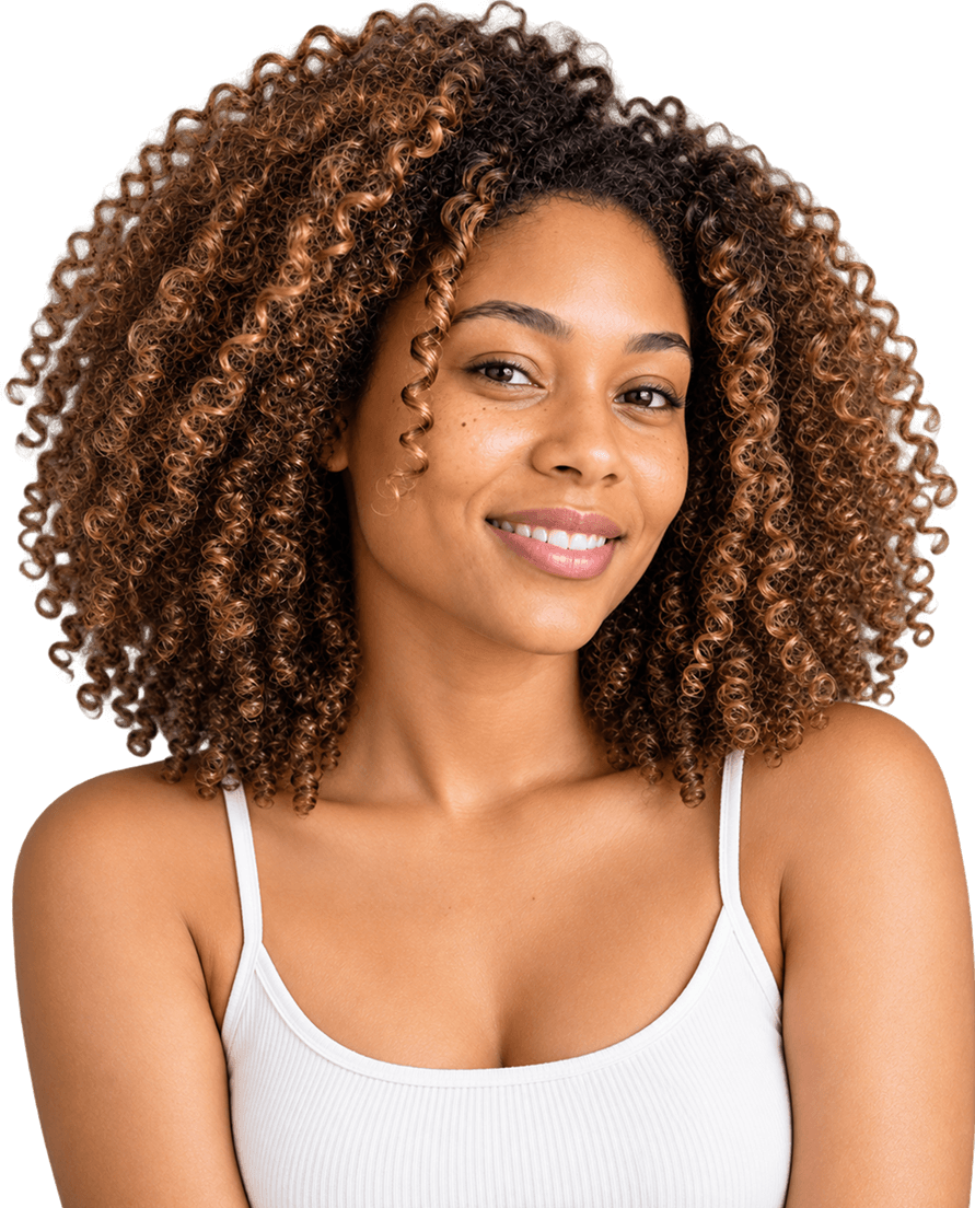 Woman with defined curly hair