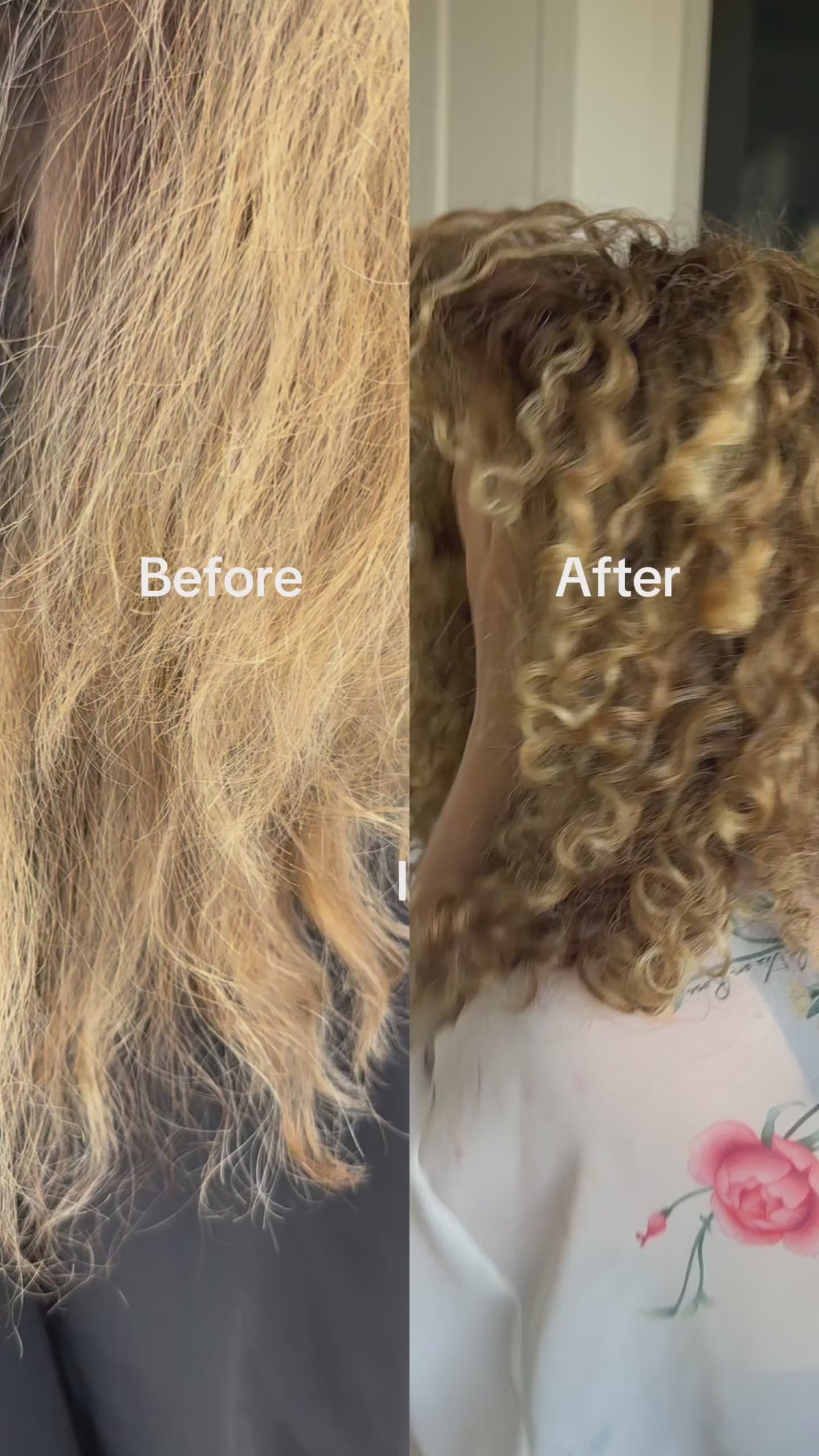 Before and after curly hair